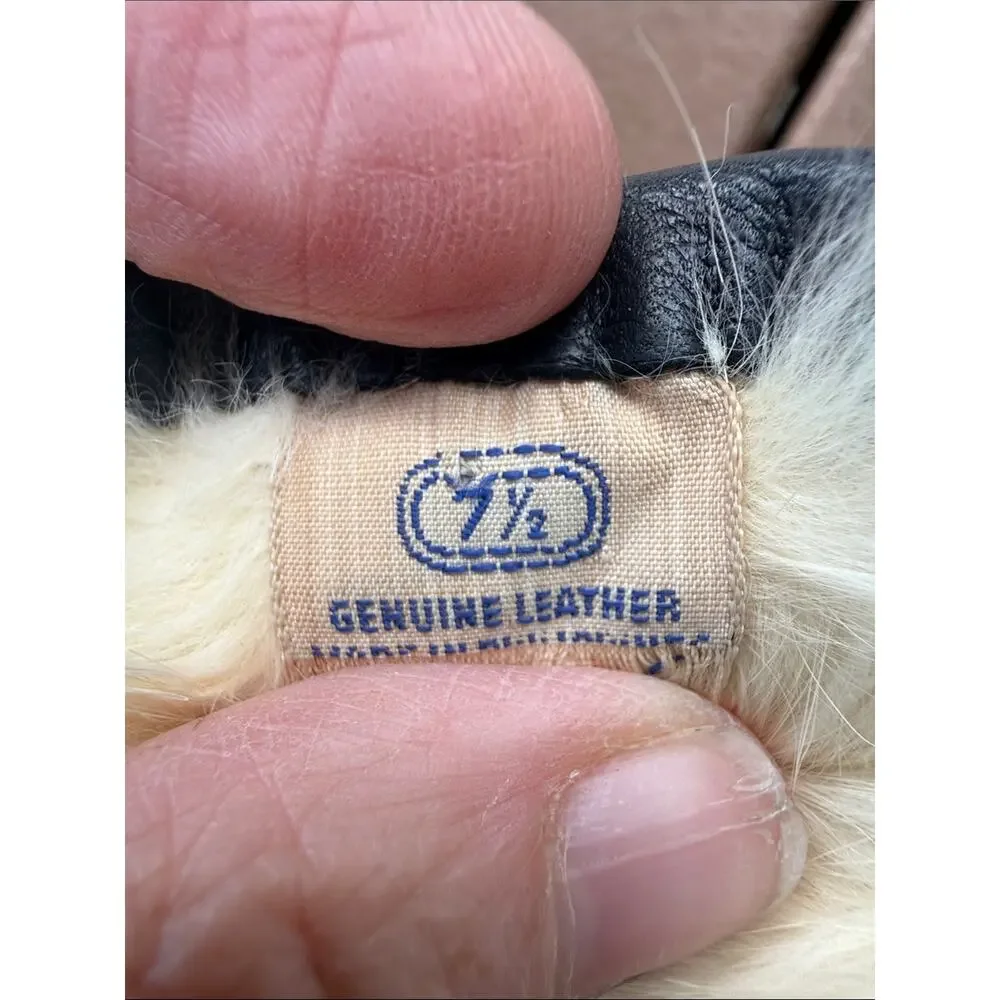 Genuine Leather Rabbit Hair Lined Gloves